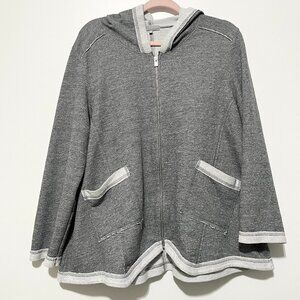 Habitat Womens French Terry Full Zip Hoodie L Lagenlook Grunge Boho Artsy Studio